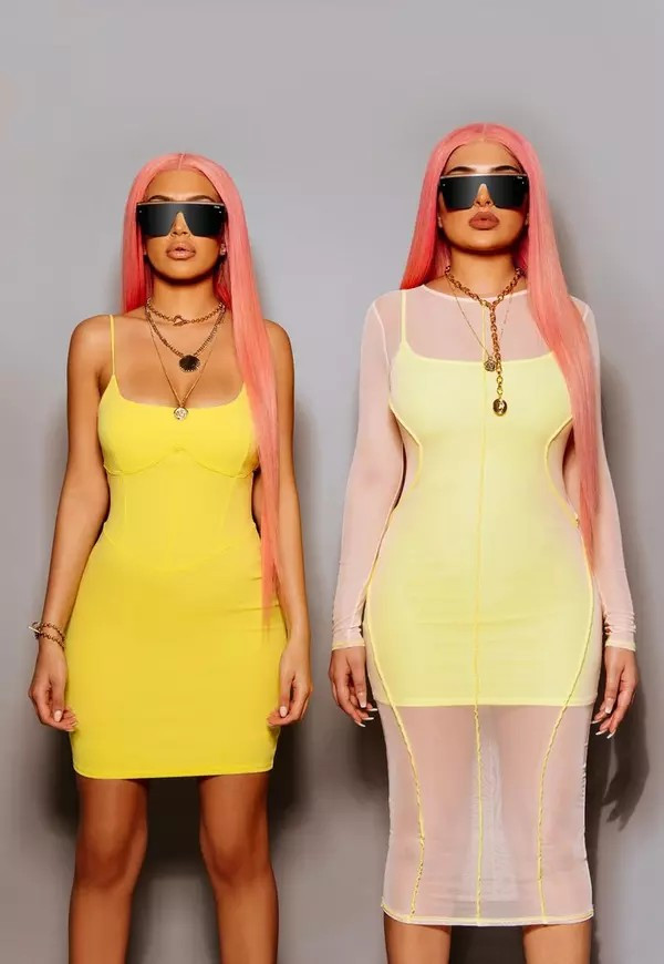 SXF x Missguided Lime Strappy Seam Bodycon Mini Dress | Missguided (US & CA)