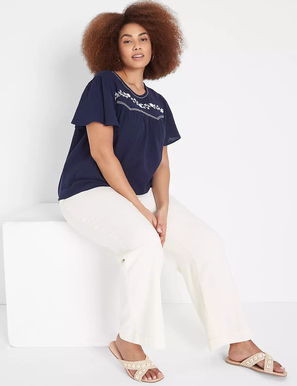 Crew-Neck Embroidered Top | LaneBryant | Lane Bryant (US)