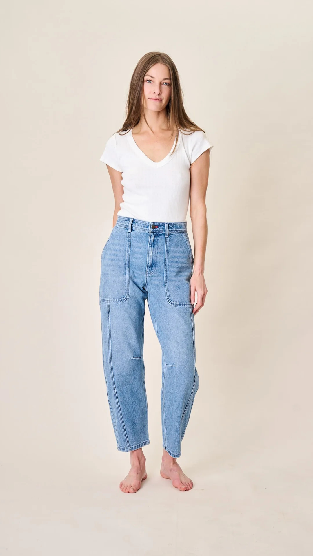 Meade High Rise Barrel Jean - Mill Plain Wash | Marea