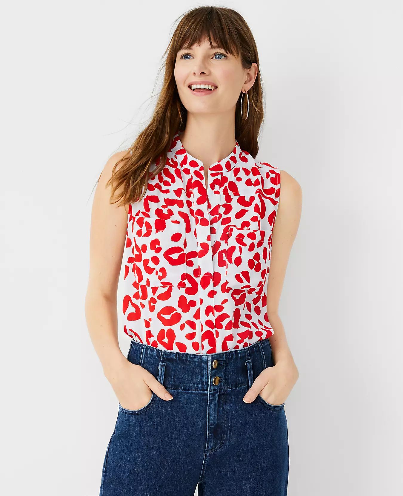 Abstract Spots Sleeveless Camp Shirt | Ann Taylor | Ann Taylor (US)