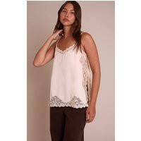 Cream Woven Lace Trim Detail Strappy Cami Top | PrettyLittleThing UK