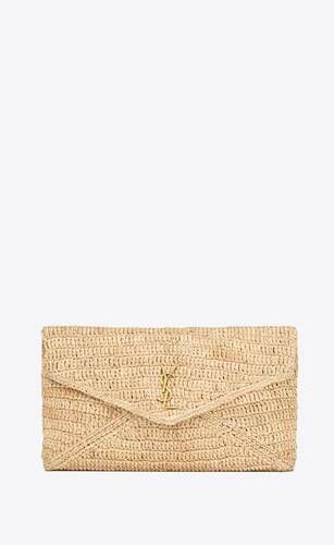 cassandre large envelope pouch in raffia | Saint Laurent Inc. (Global)