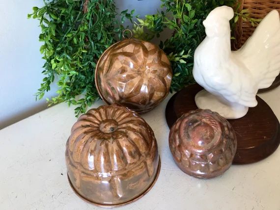 Vintage Copper Kitchen Molds  Set of 3  Decorative Copper - Etsy | Etsy (US)