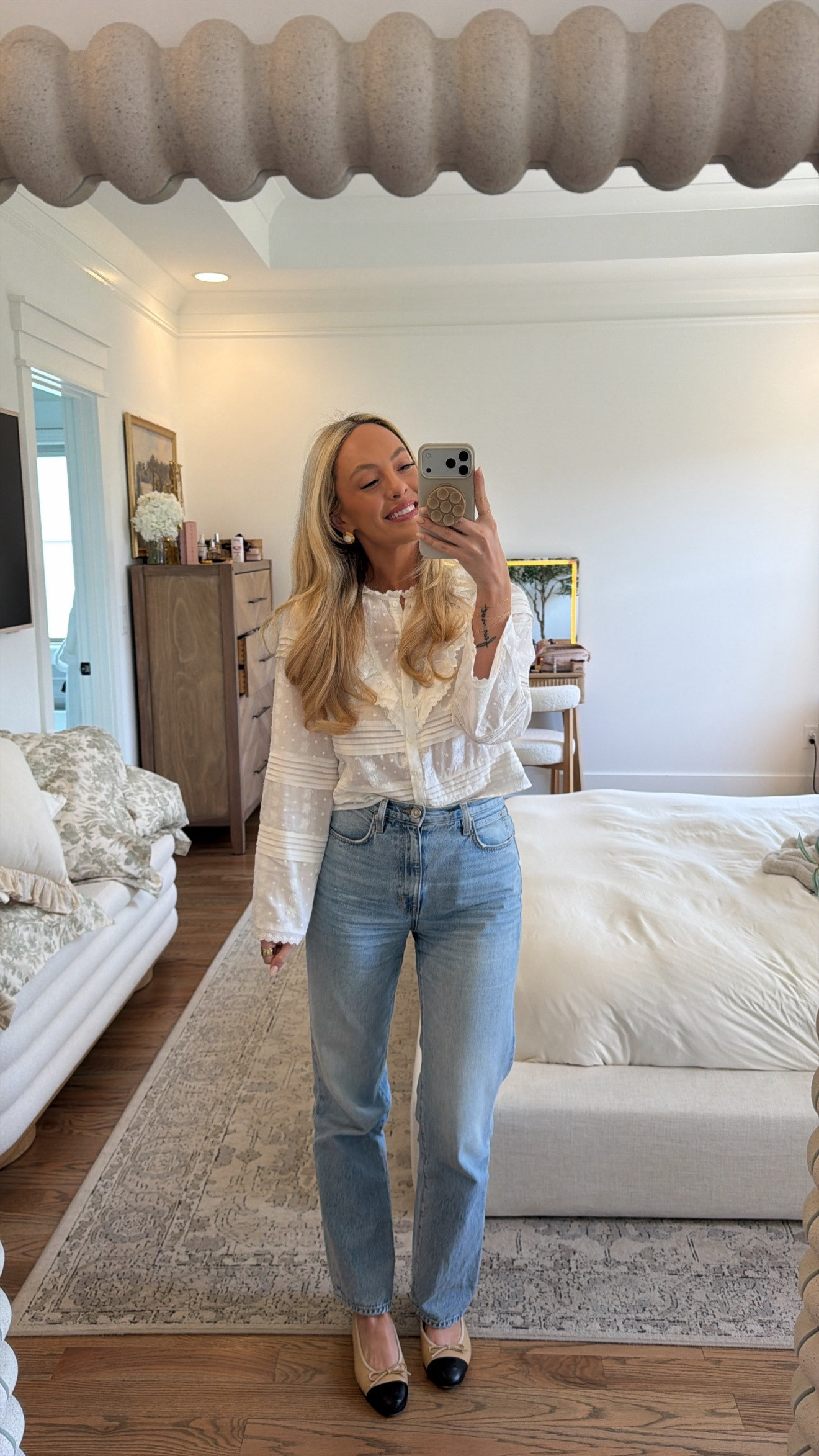 Slvrlake jeans, Heartloom top, Chanel flats outfit of the day 

 #LTKgrwm #LTKootd #LTKSeasonal