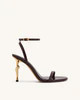 Alivia Gold Metal Heel Sandals - Claret Red | JW PEI US