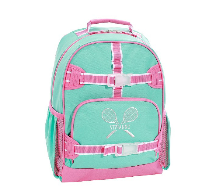 Mackenzie Solid Aqua With Pink Trim Backpacks | Pottery Barn Kids