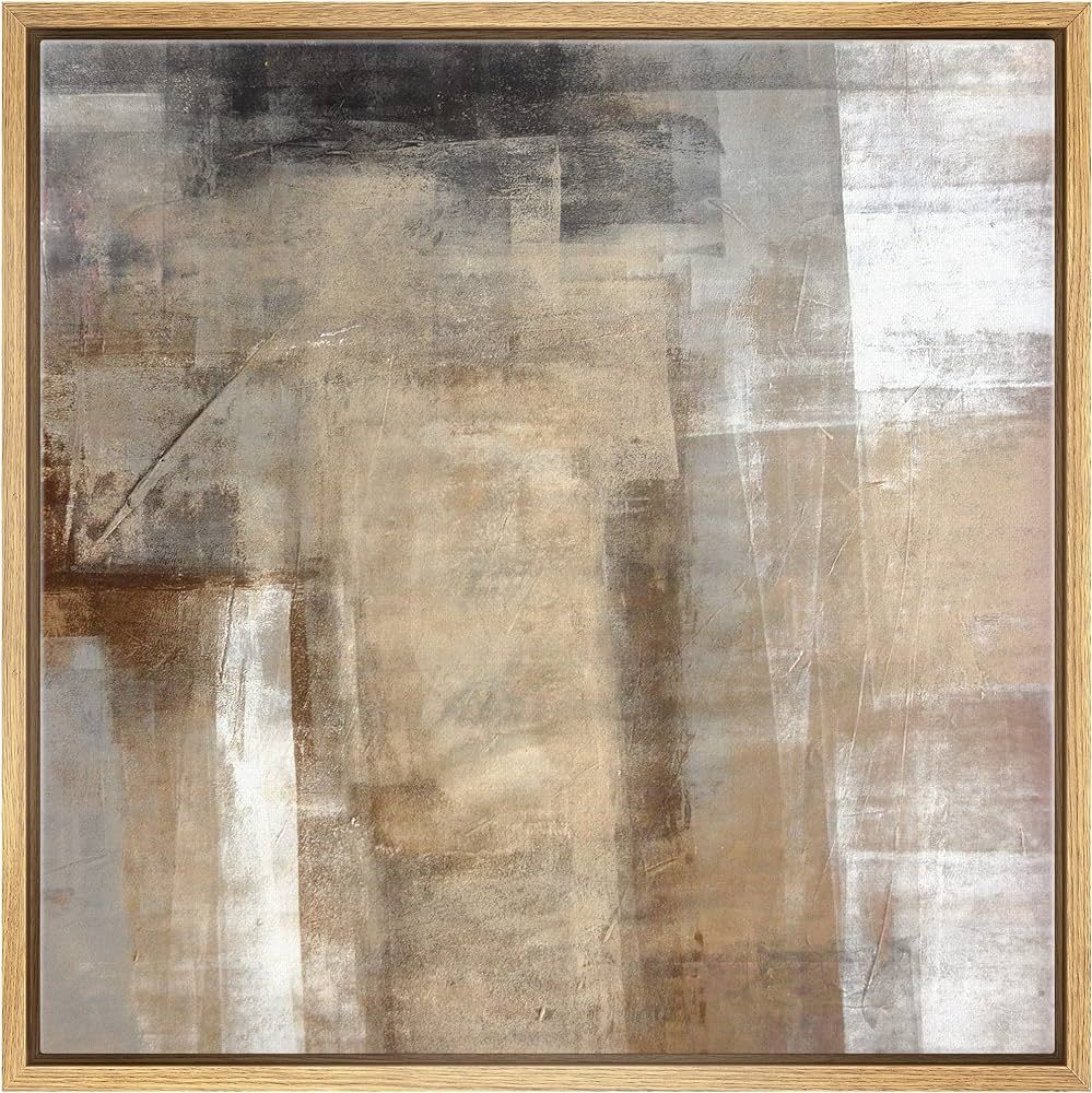 SIGNWIN Framed Canvas Print Wall Art Faded Textured Brown, Black & White Color Blocks Abstract Sh... | Amazon (US)