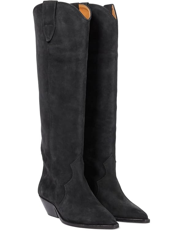 Suede Knee High Boots for Women Pointed Toe Cowboy Boots Chunky Low Heels Tall Long Boots Dressy ... | Amazon (US)