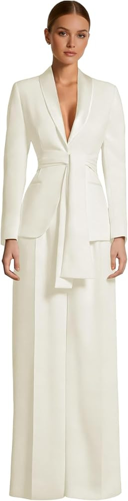 2026 Women 2 Pieces Pants Suits for Women Formal Shawl Lapel Long Sleeves Wedding Guest Prom Tuxe... | Amazon (US)