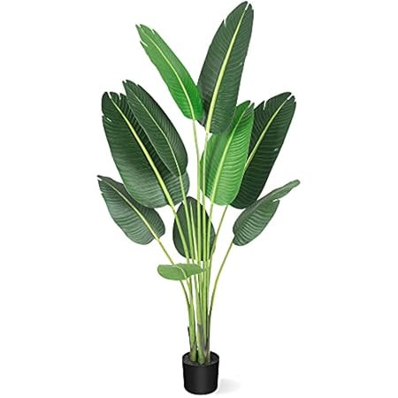 VIAGDO Bird of Paradise Artificial Plants 5ft Tall Faux Tropical Banana Leaf Plant Fake Travelers Pa | Amazon (US)