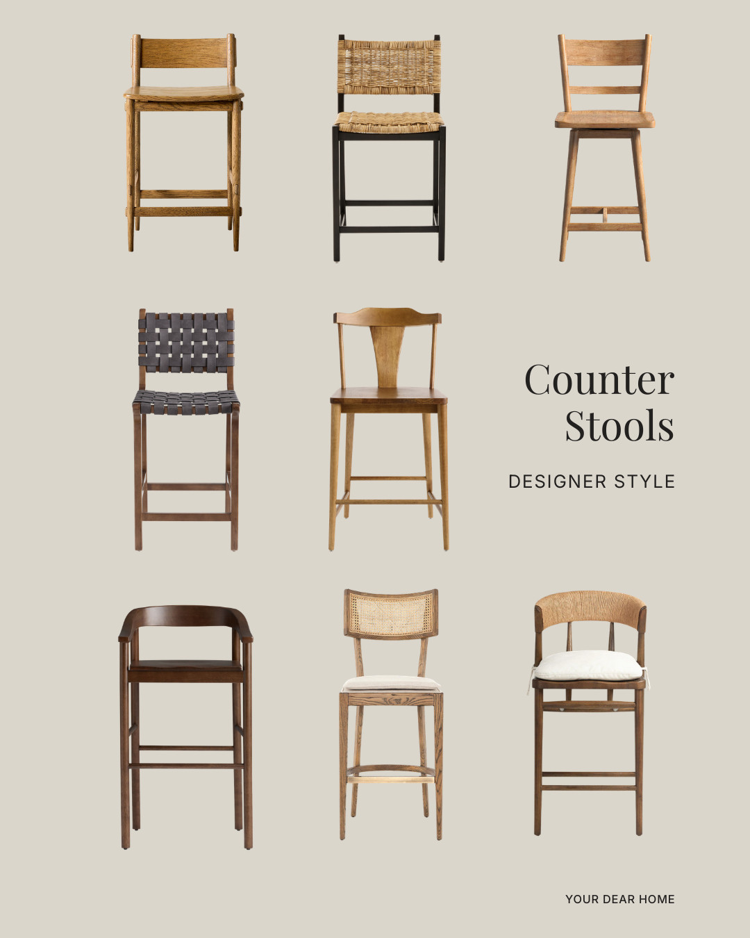 Designer-style counter stools that completely change your kitchen.

The right stool adds warmth, texture, and personality. Cane backs. Woven seats. Rich wood tones. Nothing overly trendy. 

 #LTKHome