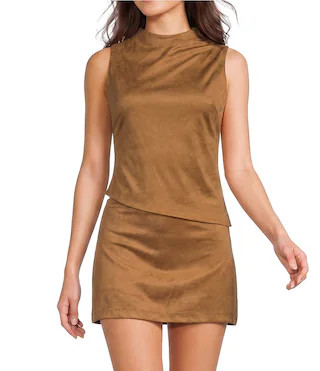 GB Faux Suede Asymmetric Hem Coordinating Tank -  XXL | Dillard's