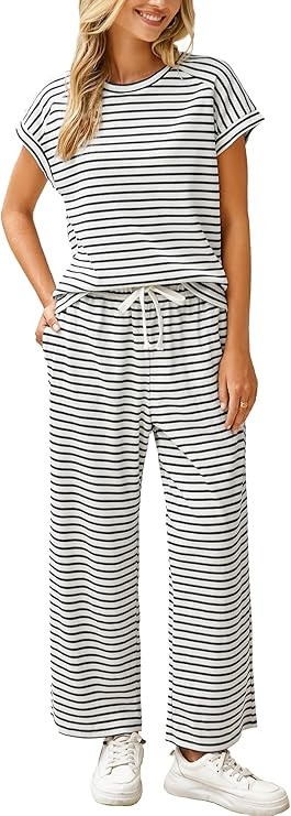 Glamaker Two Piece Sets for Women Summer 2025 Striped Matching Sets Women Clothing | Amazon (US)