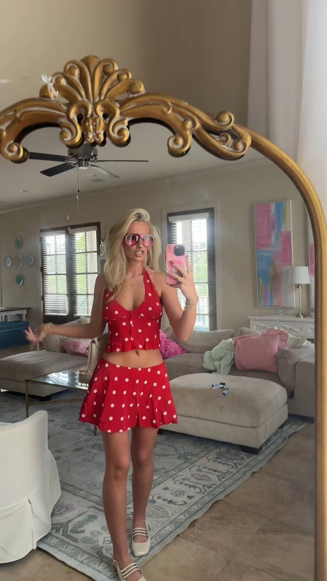 Bama girls, this one’s for you 🔴🤍 obsessed with this red polka dot set for game day! Linked my full outfit + accessories so you can recreate the look 🫶🏼 #alabamagameday #gamedayoutfitideas #collegestyle 

 