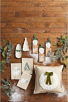 Mud Pie White Christmas Painted Towel, Tree, 21" x 14" | Amazon (US)