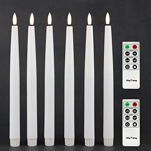 Rhytsing 11.4" Flameless Taper Candles with Timer Function, Battery Operated Dinner Table Long Ca... | Amazon (US)