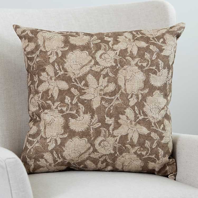 Malli Brown Vintage Floral Throw Pillow | Kirkland's Home