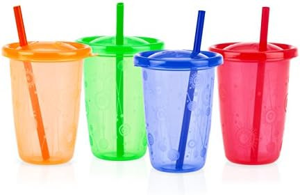 Nuby 4-Pack Stackable Wash or Toss Straw Cups, Multi, One Size | Amazon (US)