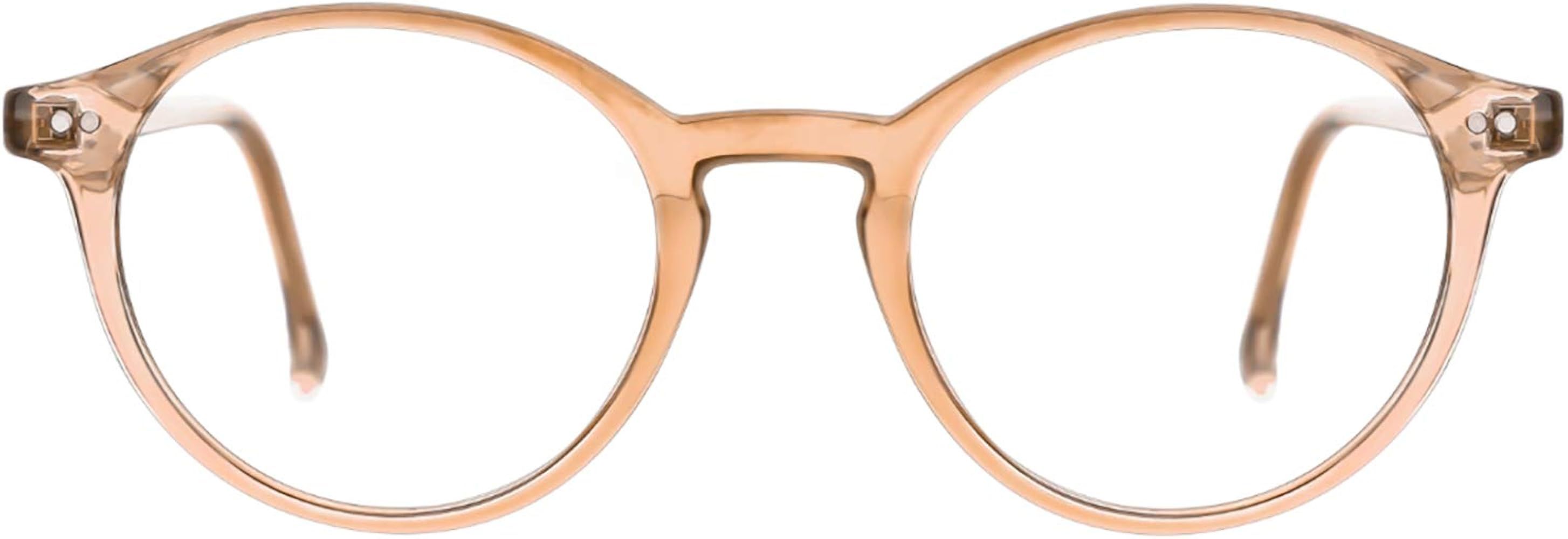 Blue Light Blocking Glasses Men Women Vintage Thick Round Rim Frame Eyeglasses | Amazon (US)