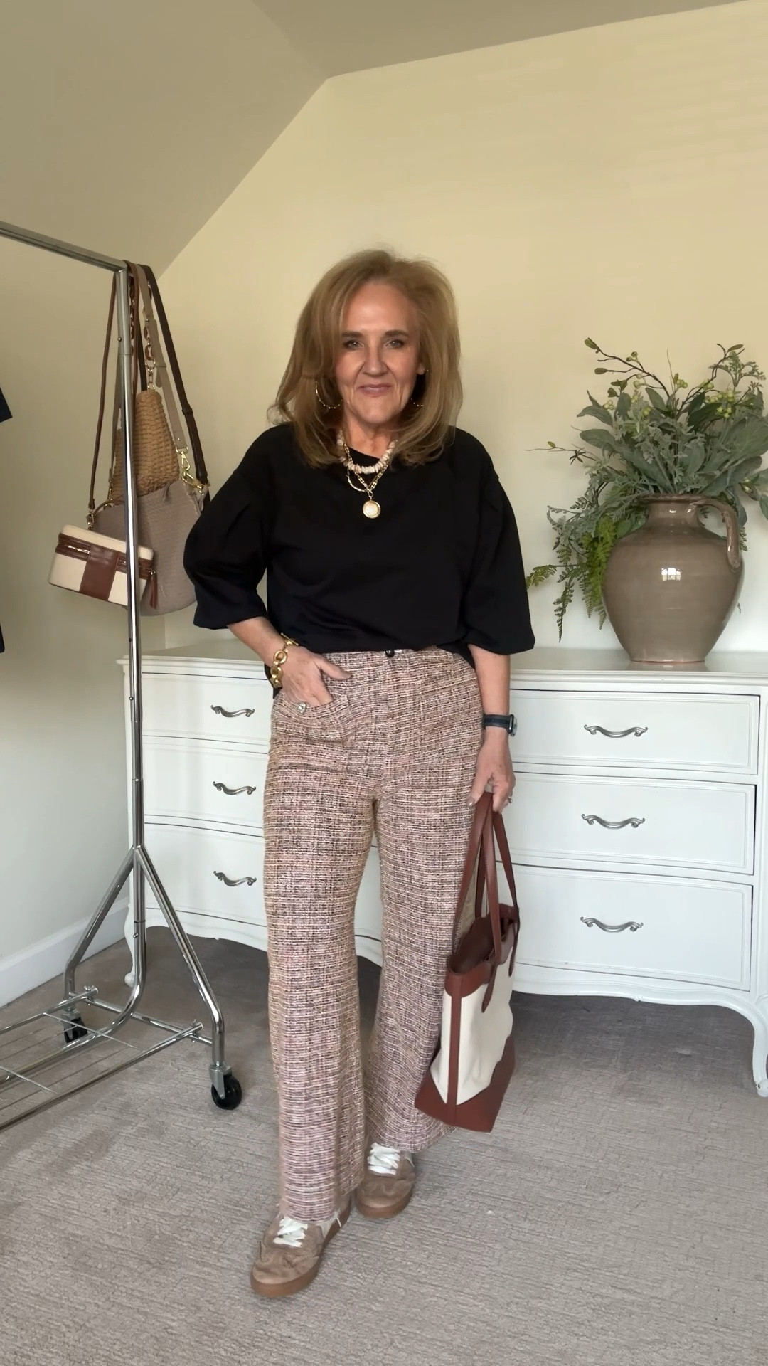 Net bouquet Colette pants perfect for work, spring events or even casual like I styled here. Wearing size 29.
This black top is a light French cherry and it’s really really good. I cannot believe it’s an Amazon find 
Sneakers are true to size and I love the neutral. I did add the satin ribbon laces link those two.

Business casual Colette pants black top Amazon find outfits with sneakers, pants, other than jeans

#LTKOver40 #LTKWatchNow #LTKWorkwear