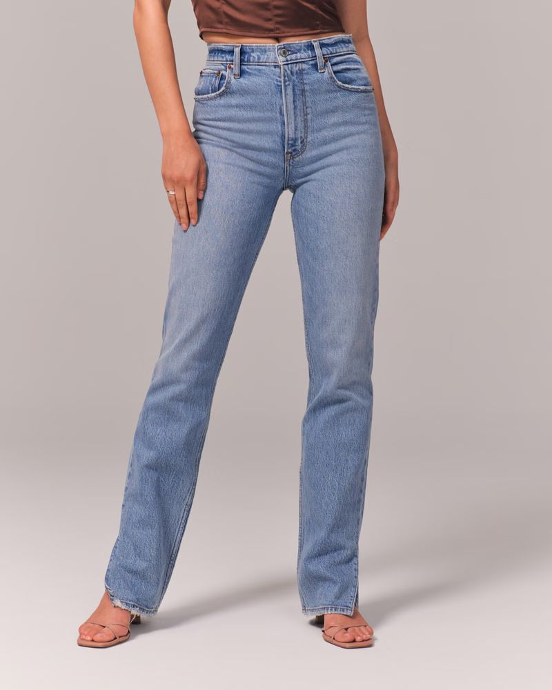 Women's 90s Ultra High Rise Straight Jeans | Women's Bottoms | Abercrombie.com | Abercrombie & Fitch (US)