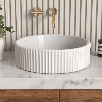 KES Bathroom Sink White Vessel Sink Bowl Above Counter Sink RV Bathroom Sink Round | Wayfair North America