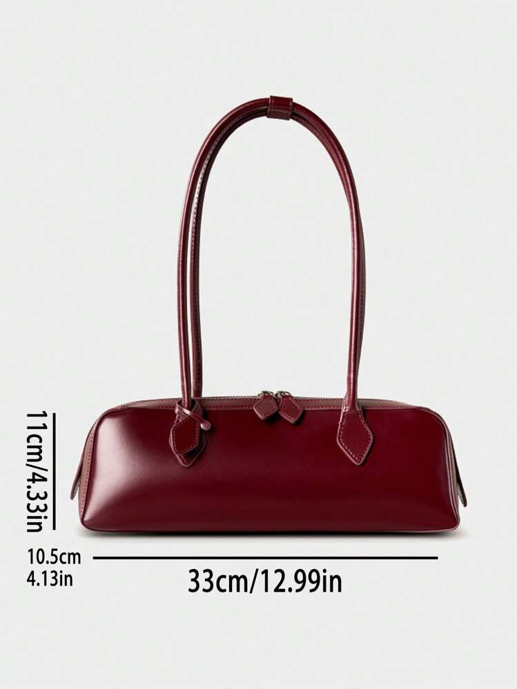 Women's 2025 New Niche Design Shoulder Big Capacity Underarm Bag, High-End Elegant Long Red Bague... | SHEIN