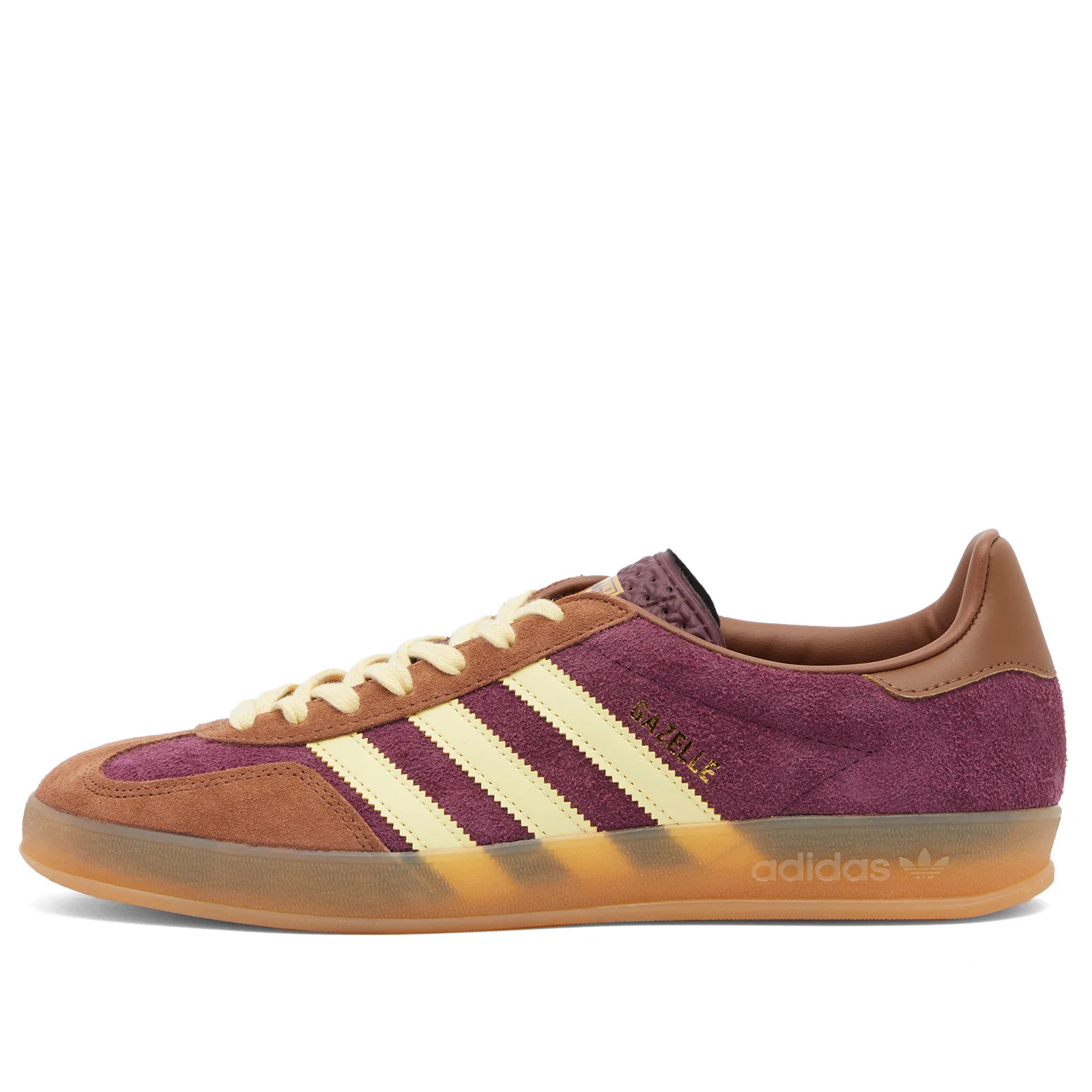 Adidas Gazelle Indoor in Maroon/Almost Yellow/Preloved Brown, Size UK 6 | END. Clothing | END. Clothing