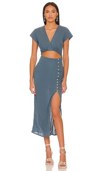 Suzana Midi Dress in Blue Grey | Revolve Clothing (Global)