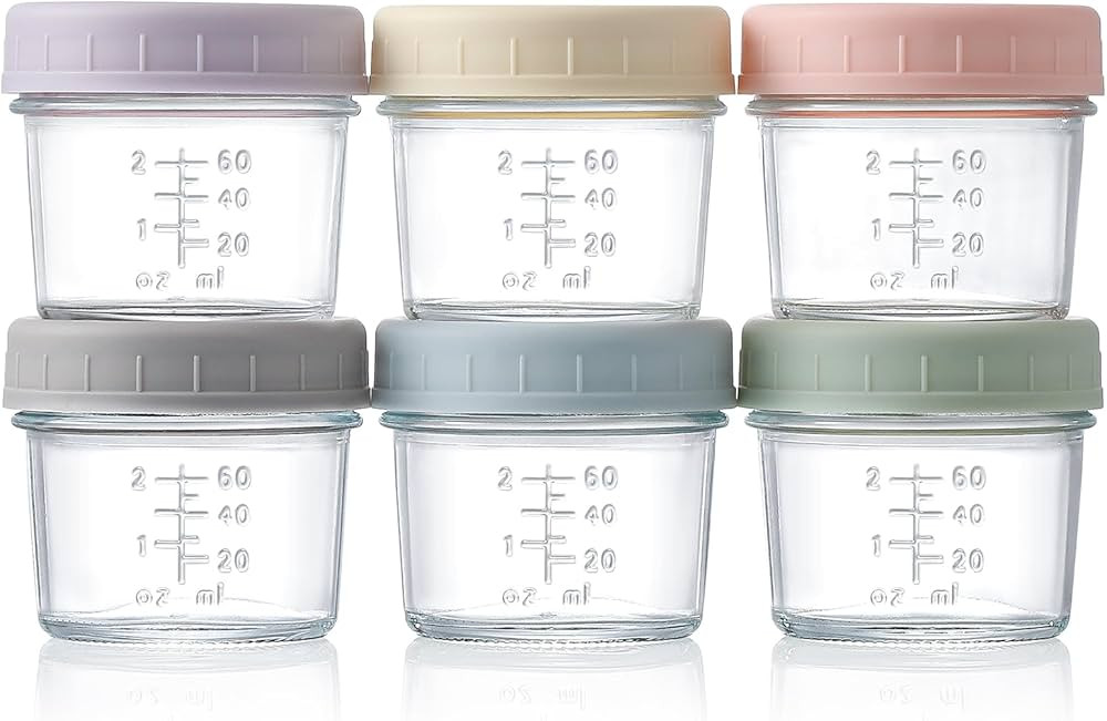 VITEVER 6 Pack Glass Baby Food Storage Containers - 4 oz Baby Food Storage Jars With Lids, Baby F... | Amazon (US)