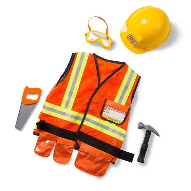Melissa & Doug Construction Worker Role Play Costume Dress-Up Set (6pc) | Target