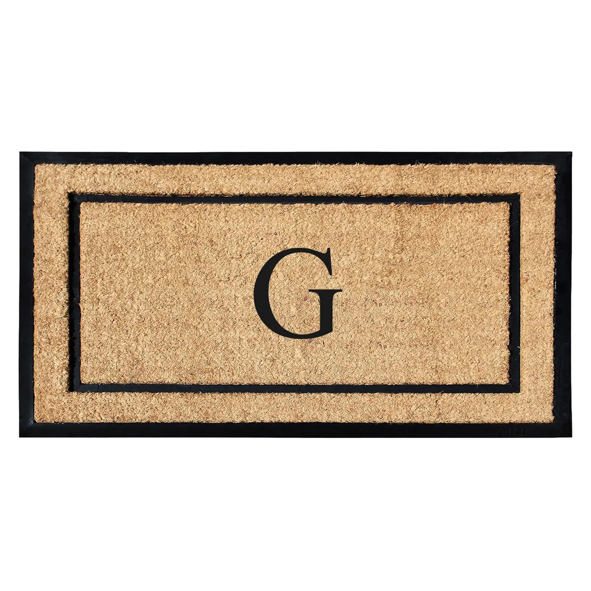 Danielian Rubber Coir Classic Border Monogrammed Doormat  24" x 48" Non-Slip Outdoor Door Mat | Wayfair North America