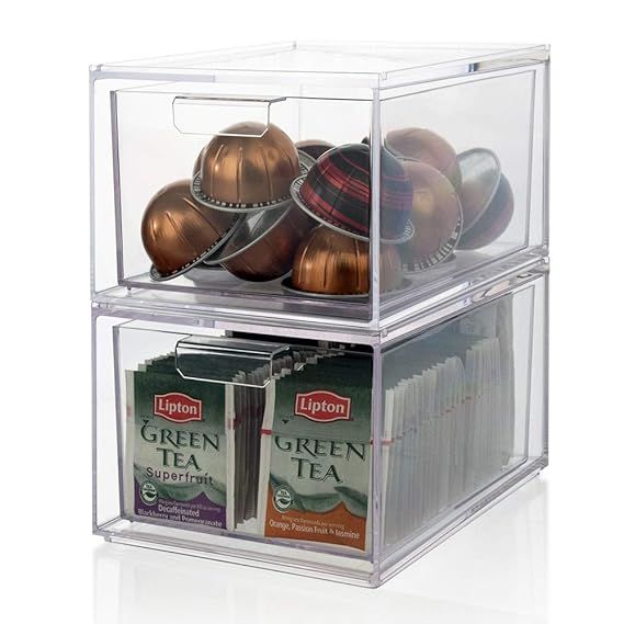 STORi Stackable Clear Plastic Coffee Pod and Tea Bag Organizer Drawers | set of 2 | Amazon (US)