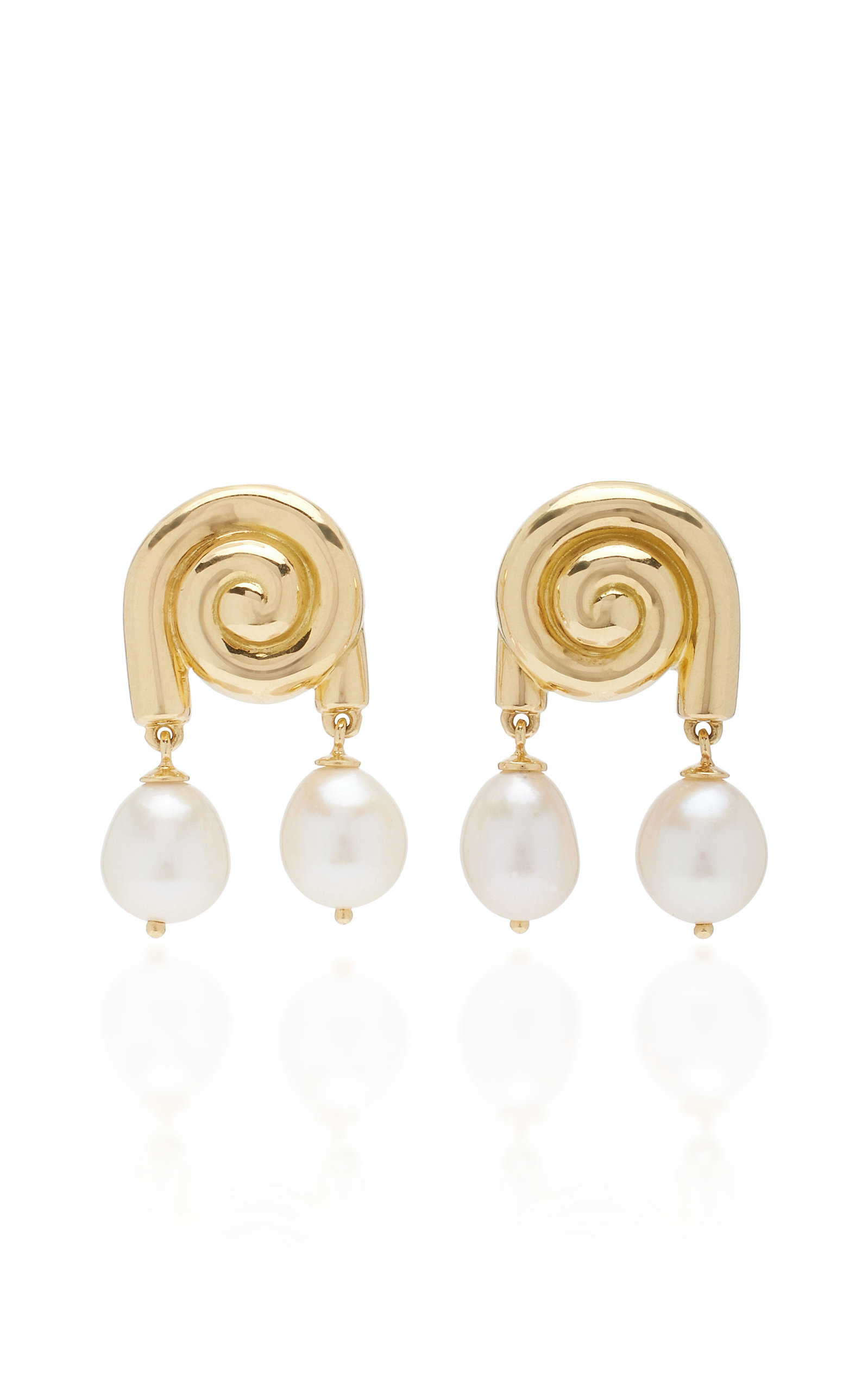 Spiralis 18K Yellow Gold Pearl Earrings | Moda Operandi (Global)
