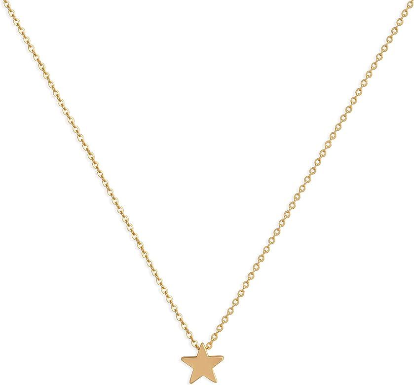 Valloey Rover Tiny Dot Pendant Necklace,Dainty 14K Gold Plated Sterling Silver Round Dot Circle CZ C | Amazon (US)
