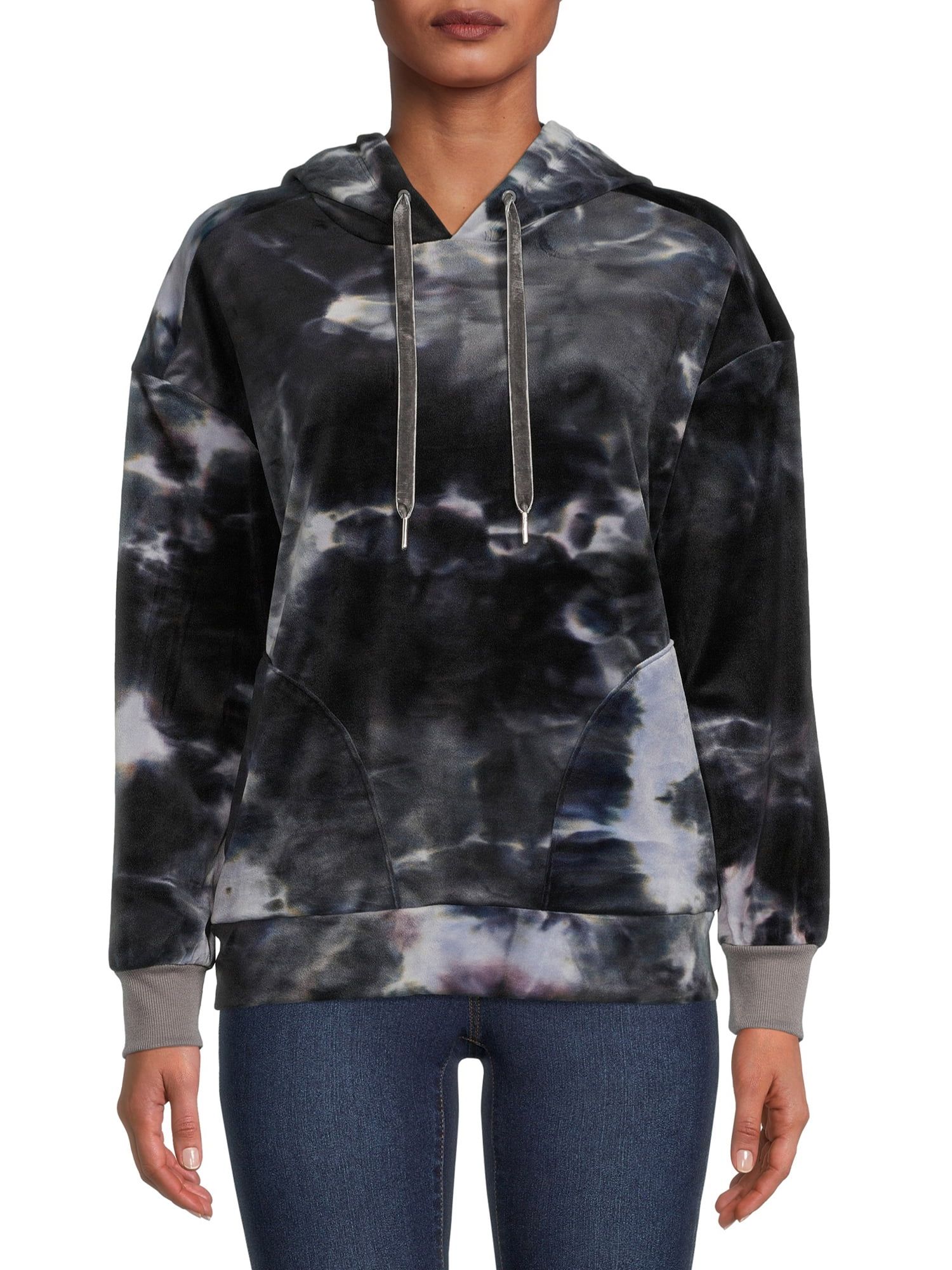 Time and Tru Women's Tie Dye Velour Hoodie - Walmart.com | Walmart (US)