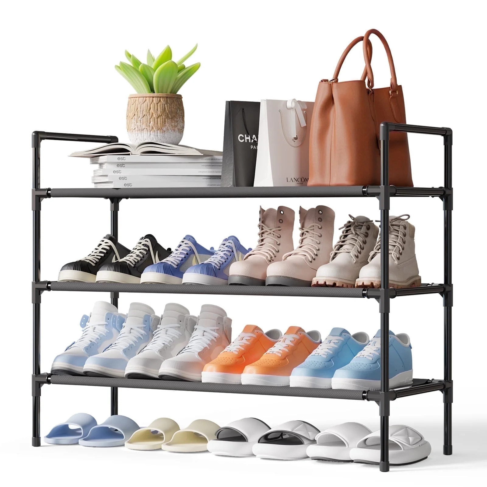 Sakugi 3-Tier Shoe Rack, Sturdy Shoe Organizer, Shoe Shelf Holds up to 16 Pairs of Shoes, Assembl... | Walmart (US)
