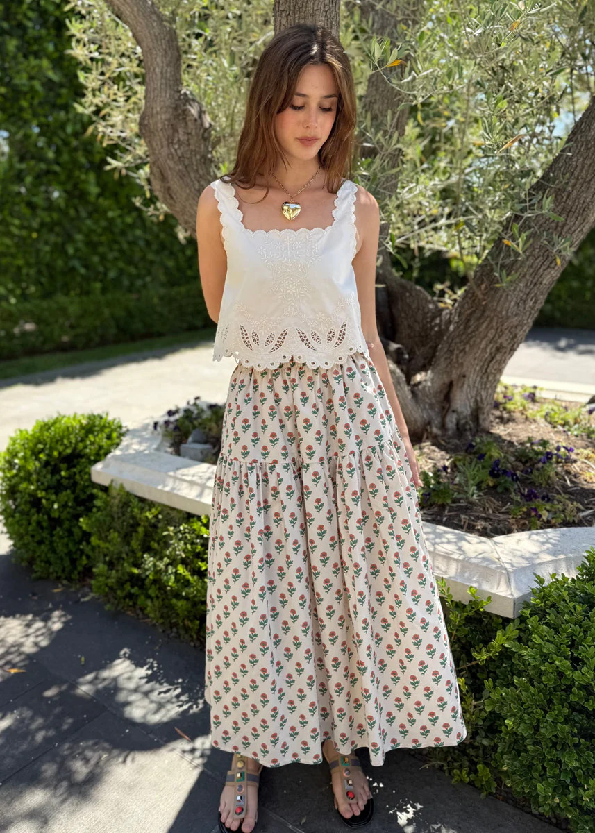 Poppy Floral Print Smocked Maxi Skirt | Benaar La