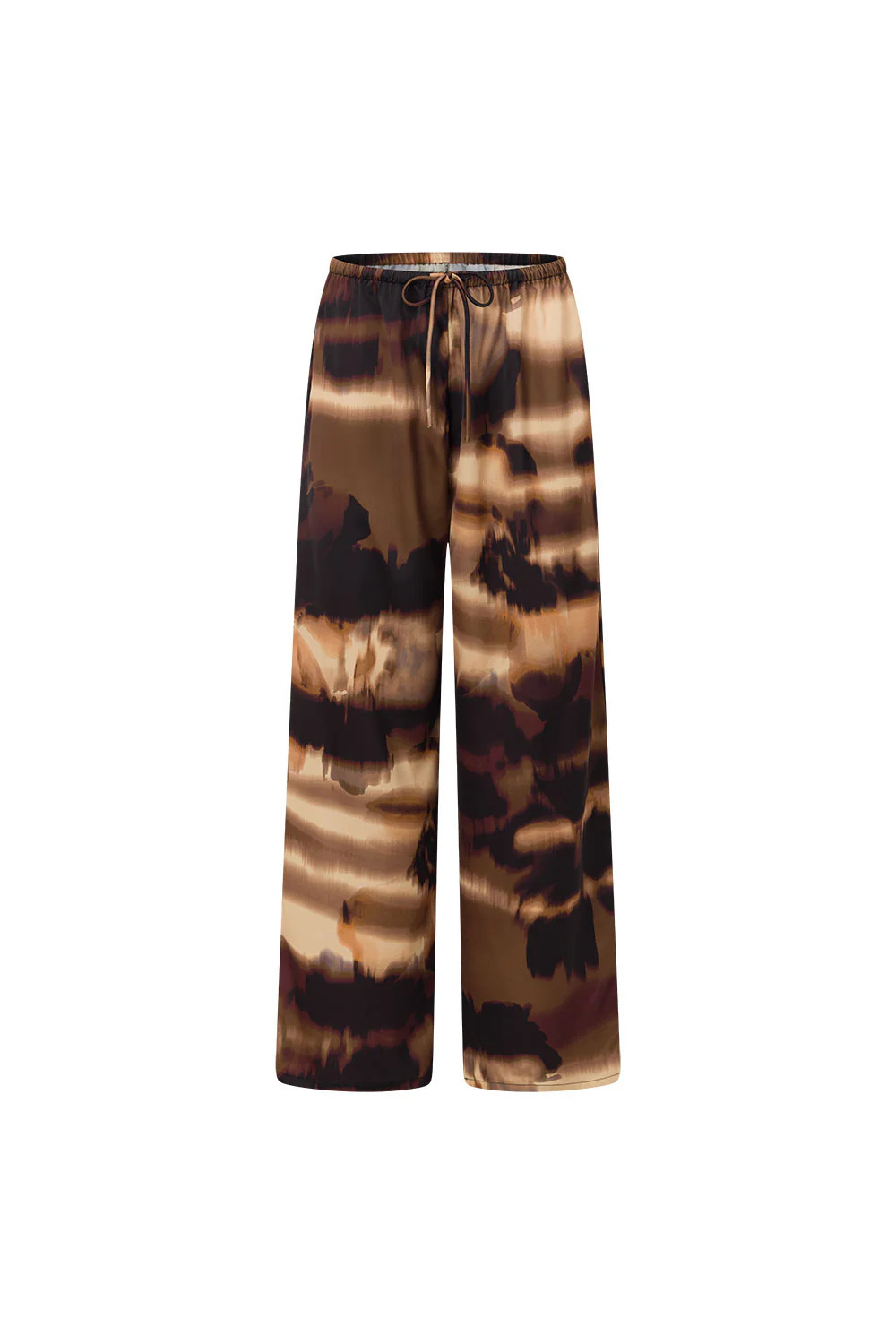 Brown Mirage Bloom Print Satin Elastic Drawstring Fabi Pants | Sabo Skirt AU