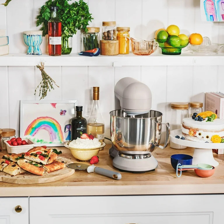 Beautiful 5.3 Qt Stand Mixer, Porcini Taupe with Flat Beater, Dough Hook, Balloon Whisk | Walmart (US)