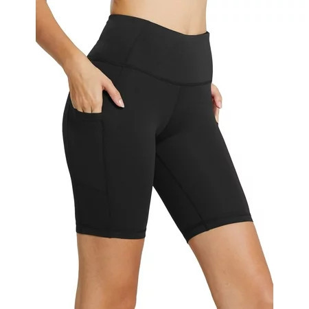 BALEAF Biker Shorts Women Yoga Gym Workout Spandex Athletic Running Volleyball Tummy Control Compression with Pockets 8 Black Size 3XL | Walmart (US)