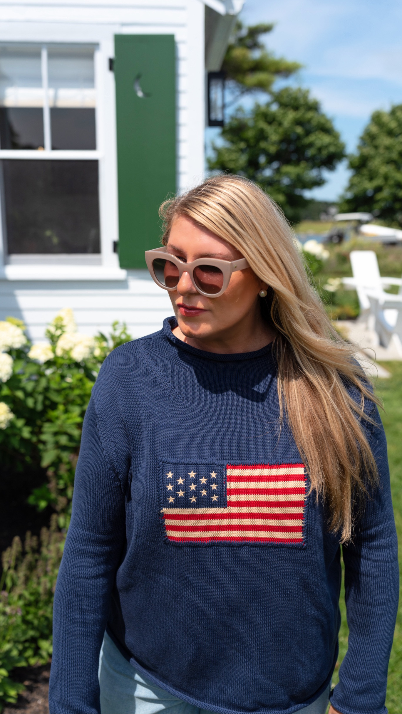 Favorite navy rollneck  flag sweater 💙 

#LTKOver40 #LTKSeasonal