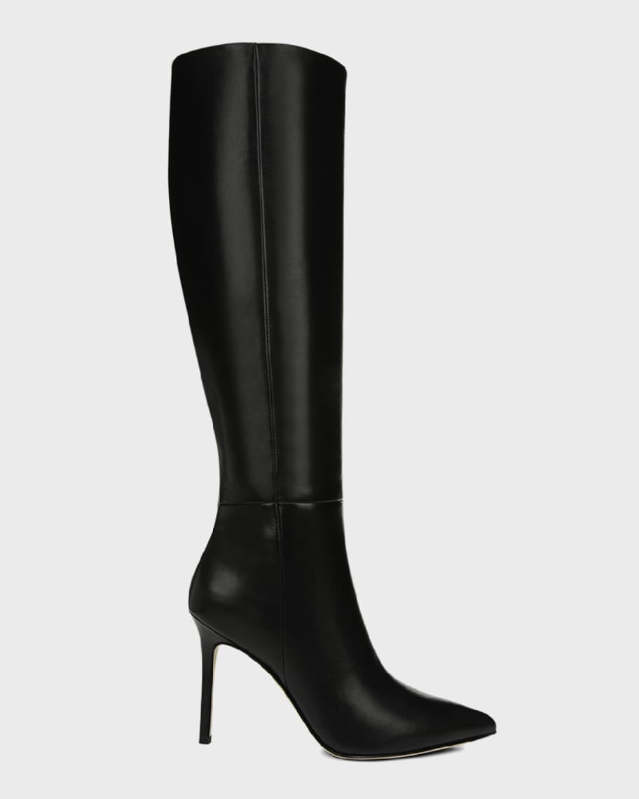 Lisa Leather Stiletto Wide-Calf Knee Boots | Neiman Marcus