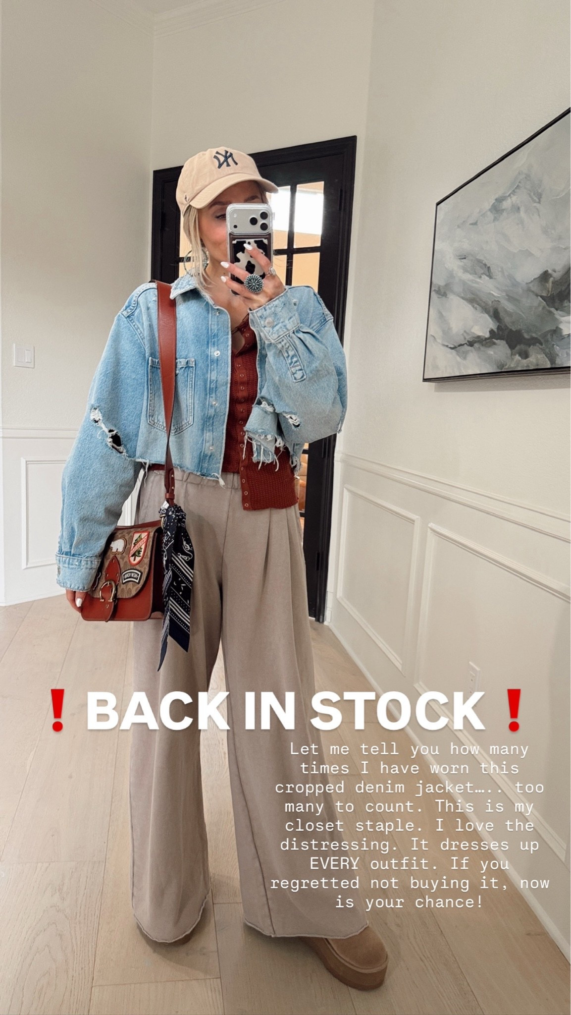 Let me tell you how many times I have worn this cropped denim jacket..... too many to count. This is my closet staple. I love the distressing. It dresses up
EVERY outfit. If you regretted not buying it, now is your chance!

Wearing size s / my tts

#LTKdayinmylife #LTKgrwm #LTKmomlife