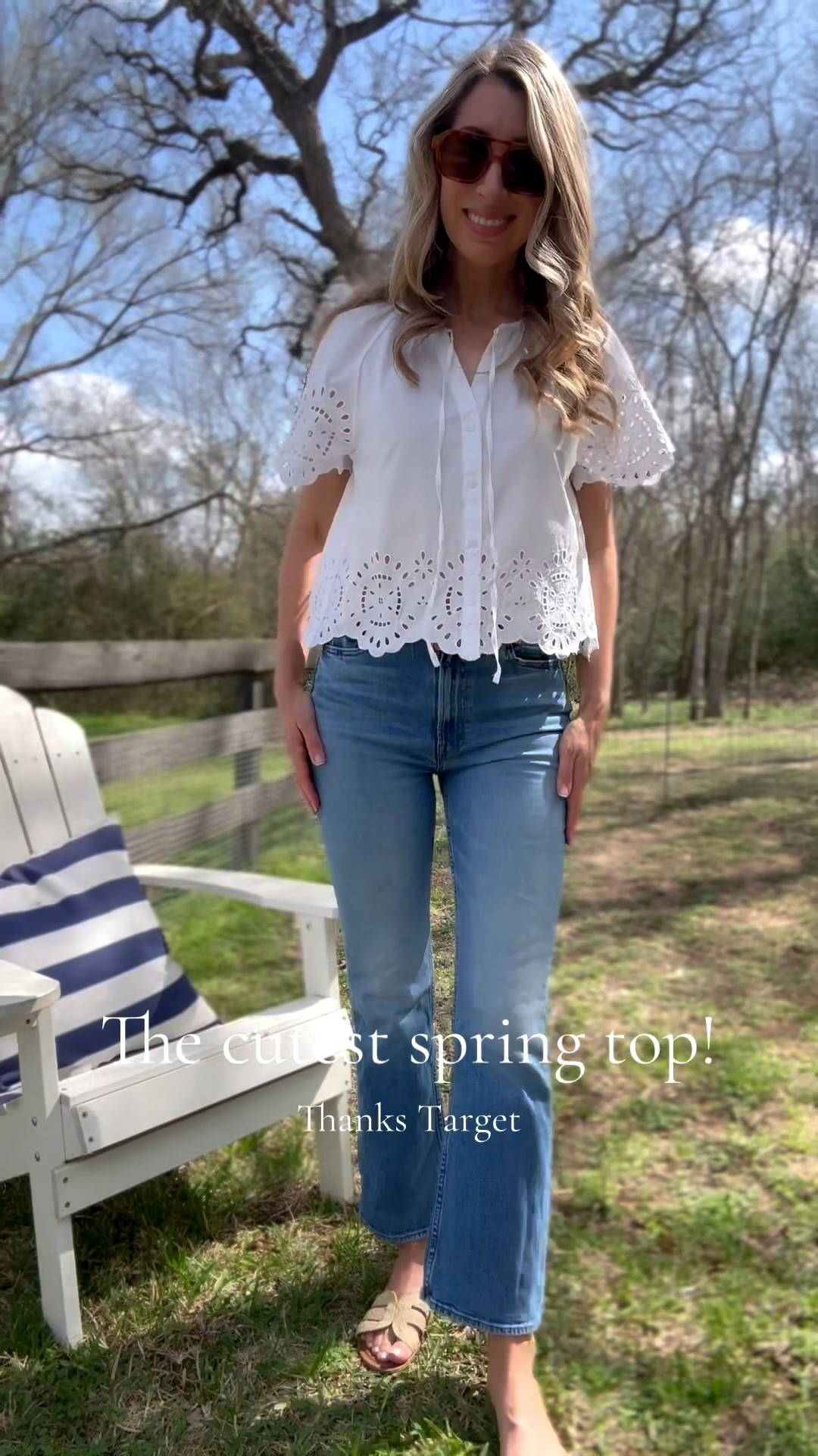 I adore this white eyelet top for spring! So crisp and classy! Wearing XS. These jeans are also a favorite and I love the color for spring! Mom summer style, Easter outfit, spring outfit, summer outfit, classic jeans, mother jeans. Glassalwaysfull 


#LTKSeasonal #LTKootd #LTKOver40