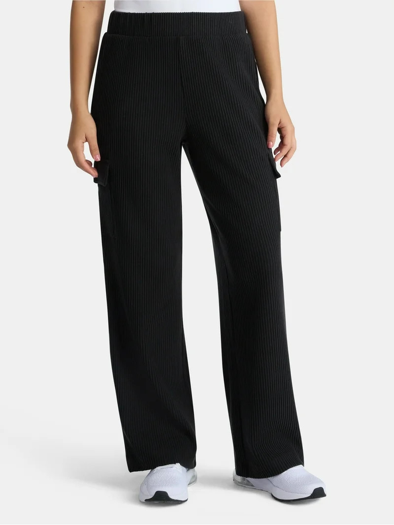 Avia Women's Corded Wide-Leg Cargo Pants, 30'' Inseam, Sizes XS-3XL | Walmart (US)