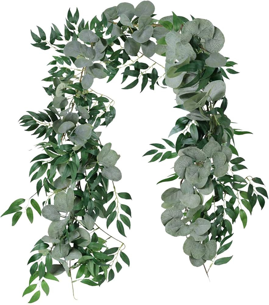 CHIBO 2 Pack Artificial Eucalyptus Garland with Willow Leaves 6.5 Ft Fake Hanging Greenery Vines ... | Amazon (CA)