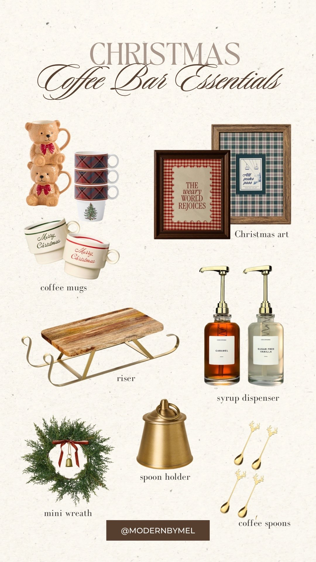 Mini Christmas Coffee Bar — festive, cozy, and so magical. Whether you’re hosting or just love a warm cup of coffee during the holidays, these Christmas coffee bar essentials make your space feel instantly inviting.

Christmas coffee bar • Christmas coffee bar decor • mini coffee bar • holiday coffee bar • Christmas coffee station • coffee bar essentials • Christmas kitchen decor • Christmas mugs • holiday mugs • Christmas kitchen styling • festive kitchen decor • holiday home finds • Christmas home decor • Christmas mood board • holiday coffee station • Christmas drink station • cozy Christmas decor • winter kitchen decor • Christmas riser decor • Christmas syrup dispensers • coffee bar accessories • holiday kitchen ideas • Christmas aesthetic kitchen • LTK Christmas decor •

#ChristmasCoffeeBar • #HolidayCoffeeBar • #ChristmasKitchenDecor • #CoffeeBarDecor • #ChristmasHomeStyle • #HolidayHomeDecor • #CozyChristmasDecor • #ChristmasDecorIdeas •

#LTKFindsUnder50 #LTKHome #LTKHoliday