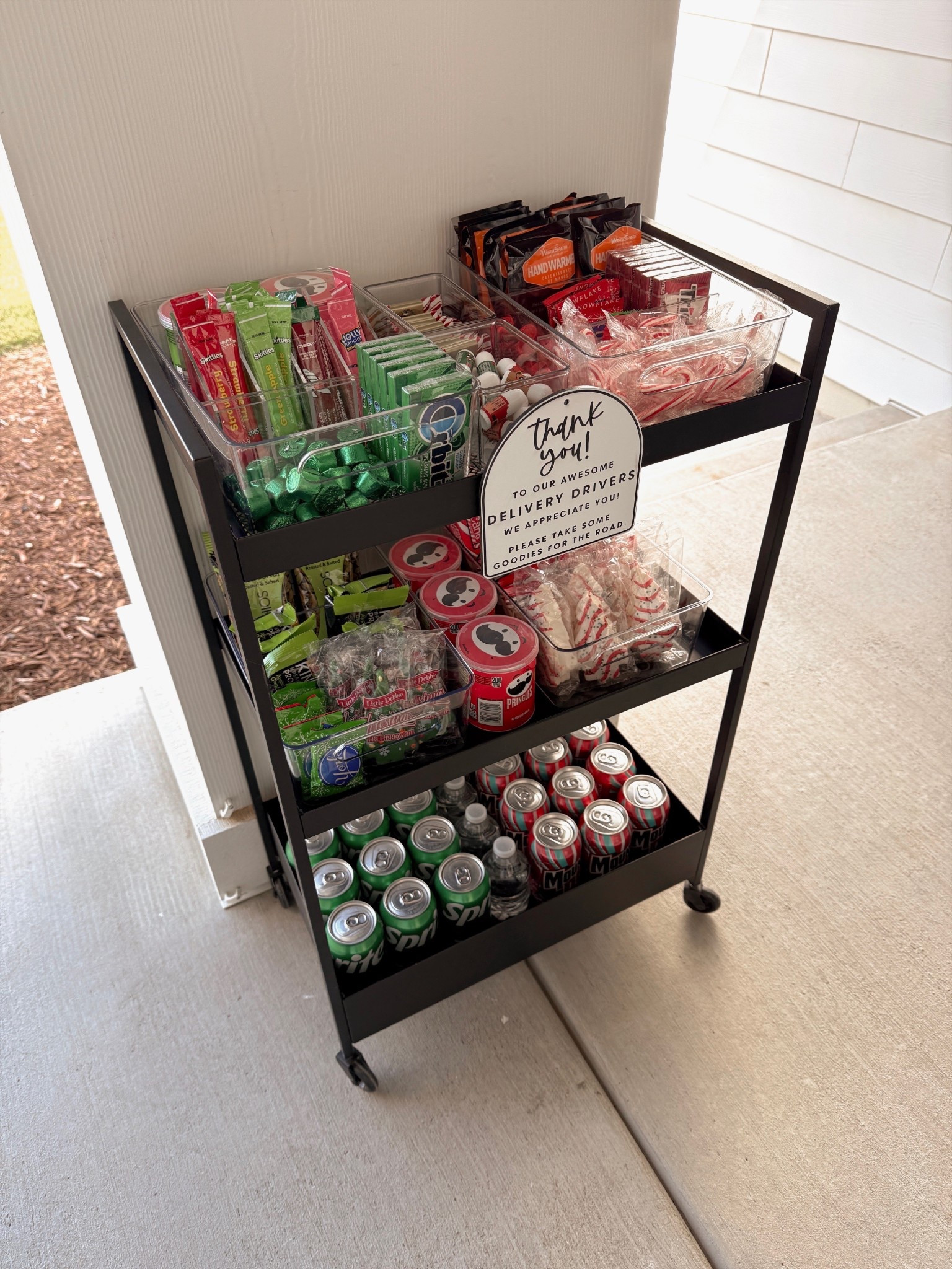 Our delivery drivers work SO hard this time of year, so we put together a Christmas-themed snack cart to say thank you! It’s filled with bottled drinks, granola bars, cookies, candy canes, hand warmers, gum, and other festive treats — all individually packaged for easy grab-and-go while they’re rushing between stops. Such a simple way to spread kindness, teach kids gratitude, and add a little holiday magic to someone’s workday.

Christmas snack cart, delivery driver thank you, holiday kindness ideas, festive snack station, Christmas treat cart, acts of kindness, holiday gratitude, family Christmas traditions, Christmas DIY ideas, ways to give back

#LTKHoliday #LTKHome #LTKGiftGuide