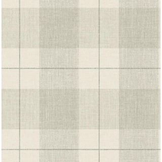 Newcastle Metallic Pearl and Greige Plaid Wallpaper | The Home Depot